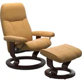 Stressless Stressless® Relaxsessel »Consul«, (Set, Relaxsessel mit Hocker), mit Hocker, mit Classic Base, Größe M, Gestell Braun