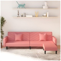 DOTMALL Big-Sofa 2-Sitzer-Schlafsofa mit zwei Kissen und Fußhocker aus rosa Samt
