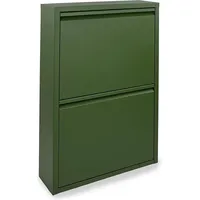 Schuhschrank 2 Türen – 50 x 15 x 71 cm – Schuhregal – Schuhaufbewahrungssystem – Metall – Schuhaufbewahrungsbox – Olivgrün