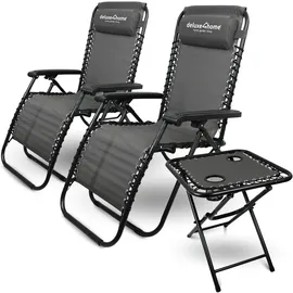 deluxe4home® deluxe4home Gartenstuhl 3-teilig 59 x 59 x 108 cm grau