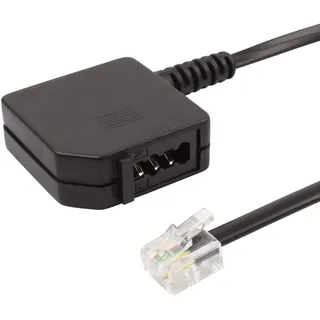 ecabo Modular Kabel – Adapter/Splitter/Telefonkabel/Netzwerkkabel – RJ11 auf TAE F – Wester-Stecker/Buchse – 4-adrig – für Router, Modem, Fax, Telefon – schwarz – 0,2m