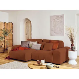 best mobilier Garance – Ecksofa beidseitig montierbar - 4-sitzer – aus Cord Terrakotta