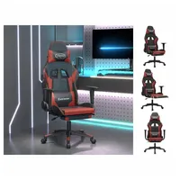 VidaXL Gaming-Stuhl mit Massage & Fußstütze Schwarz Weinrot Kunstleder