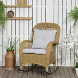 Outsunny Rattan Schaukelstuhl, Schaukelsessel mit Kissen für Balkon, Garten