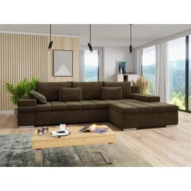 Mirjan24 Ecksofa Dunkelbraun, 6-Sitzer, Ottomane rechts,L-Form, 310x175 cm, Wohnzimmer, Sofas & Couches, Wohnlandschaften, Ecksofas