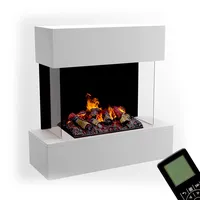 GLOW FIRE Wasserdampf Kamin HÖLDERLIN (Wandkamin) - Elektrokamin für die Wand mit realistischen LED 3D-Flammen, Knistereffekt & Fernbedienung, 80x78x30 cm, Opti-Myst 500 mit Holz-Deko, Weiß