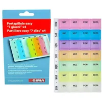 Gima - Weekly Pill Box, 7 herausnehmbare Behälter mit 4 Fächern (morgens, mittags, nachmittags, abends), Wochentage auch durch personalisierte Farben unterscheidbar, 25763