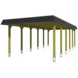 SKANHOLZ Carport Spreewald 3,96 x 8,93 m nussbaum mit EPDM-Dach