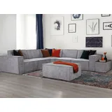 nobelaa Modulares Ecksofa "Basil" + Hocker + Beistelltisch-Grau - Grau