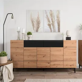 Homestyle4u Sideboard 180 x 90 x 42 cm Braun / Schwarz