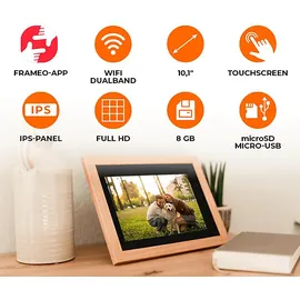 Rollei Smart Frame WiFi 105 mit App-Funktion Digitaler Bilderrahmen, 25,53 cm, 1200 x 1920p, Wooden Braun