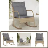 Garten-Schaukelstuhl mit Kissen Beige Poly Rattan - Gartenstuhl - Schaukelstuhl - Rattan Möbel - Gartenmöbel - Lounge Chair
