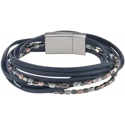 Wickelarmband FIRETTI "mehrreihig, mit Elementen aus Metall", rosa (blau, roségoldfarben, metallfarben, gunfarben), Armbänder, Damen, 38cm, Materialmix Polyurethan, Materialmix, Polyurethan