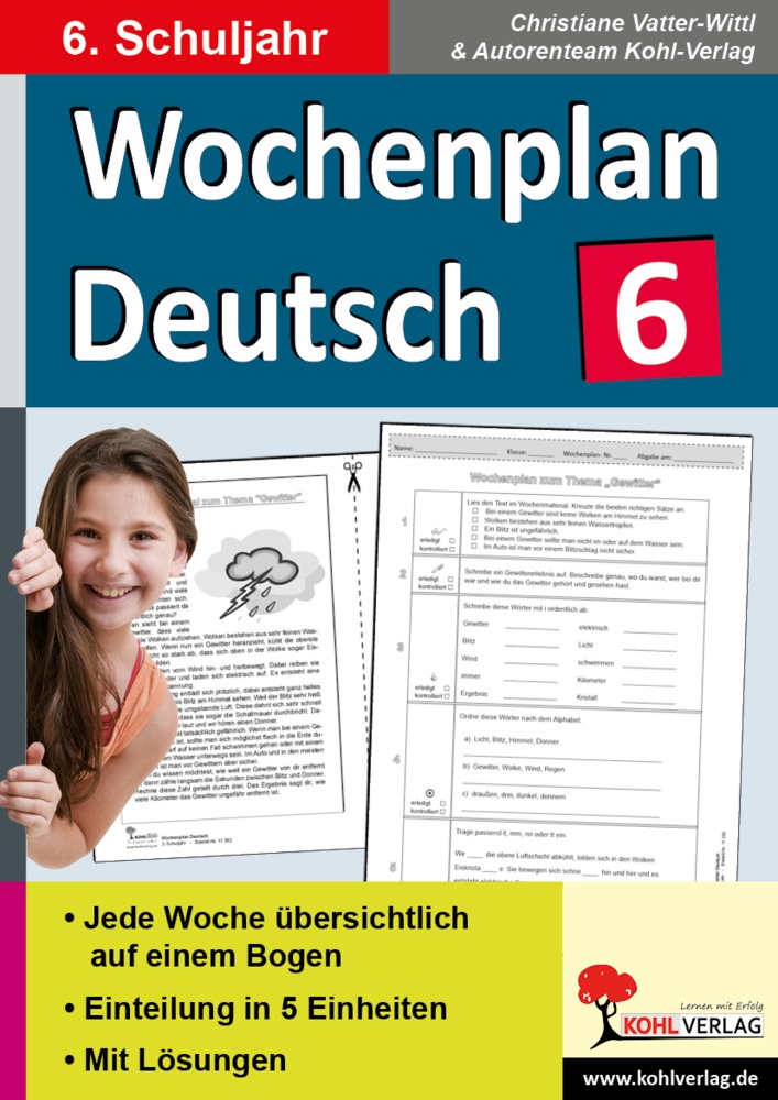 Wochenplan Deutsch  6. Schuljahr - Christiane Vatter-Wittl  Kartoniert (TB)