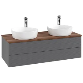 Villeroy & Boch Waschtischunterschrank 2 Auszüge 120 x 36 x 50 cm Anthrazit Matt Lacquer / Warm Walnut