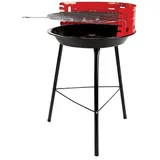 PROREGAL® Holzkohlegrill CAROLINA Holzkohlegrill, fahrbarer Rundgrill, Grillfläche Ø 30cm, Einfacher Rundgrill aus rostfreiem Stahl, Grillfläche Ø 30cm rot|schwarz