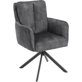 ronald verdult Polsterstühle 4er Set ALEX, Anthrazit - Schwarz - Stoffbezug - Metallgestell - 180 Grad drehbar - 4er Set