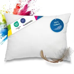wometo Federkissen Kissen 100% Federn 40x50 - 450g OEKO-TEX Füllkissen Bezug Baumwolle weiß / Innenkissen / Füllkissen / Kissenfüllung / kleine Sofakissen
