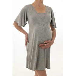 petit amour Umstandsnachthemd GILBERTA Umstandskleid Stillnachthemd Jerseykleid bequem zu tragen grau|silberfarben XL(42)/XXL(44)