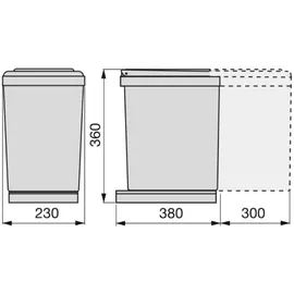 Emuca Recyclingbehälter 16 l Grau