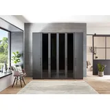 Wiemann Drehtürenschrank WIEMANN "Split", grau (graphit, dekor), B:246,9cm H:236cm T:58cm, Floatglas, Holzwerkstoff, Schränke, Drehtürenschrank, inkl. Türendämpfung