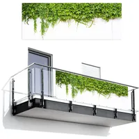 MuchoWow© Balkon Sichtschutz Einseitig 110x300 cm Groß Terrassen Gartenzaun Balkonfächer ohne Bohren Wetterfest für Zaun Terrasse Balkonbespannung Seitenschutz Pflanzen - Weiß - Steinoptik - Grün