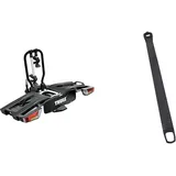 Thule EasyFold XT Fahrradträger für Anhängerkupplung 2 Fahrräder Silber & Wheel Strap G6, Schwarz, 39.5 cm