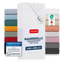 Blumtal Spannbettlaken Jersey-Baumwolle 140 x 200 cm weiß