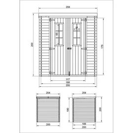 TIMBELA Gartenhaus Holz 204x200x204 cm/ aufbewahrung - Schutzhüllen, Geräteschuppen