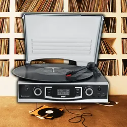 Soundmaster PL590SW Plattenspieler DAB+ Radio eingebaute Lautsprecher Kopfhörerbuchse Encoding