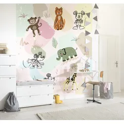 Fototapete KOMAR "Digitaldruck Vlies - Mickey Safari - Größe 200 x 250 cm", bunt, Rollen:, Vlies, Tapeten, Kinderzimmer