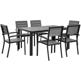 Beliani Gartenmöbel Set Grau Schwarz 6-Sitzer Loungemöbel, Loungemöbel-Sets