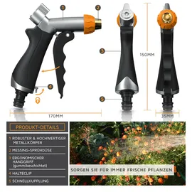 Brandson Gartenbrause 1/2 Zoll verstellbar Metall schwarz