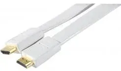 Exertis Connect High Speed HDMI Flachkabel, vergoldete Stecker, HDMI St. A / St. A, weiß, 5,0 m Flaches weisses HDMI (5 m, HDMI), Video Kabel