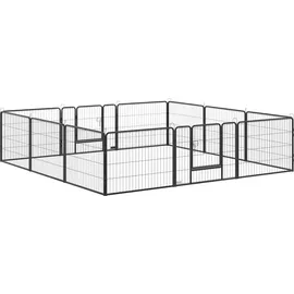 PawHut Welpenauslauf 12 Paneele Schwarz/Grau 60 cm