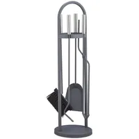 Relaxdays Kaminbesteck 5-tlg. 68,5 x 20 x 20 cm grau