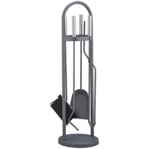 Relaxdays Kaminbesteck 5-tlg. 68,5 x 20 x 20 cm grau