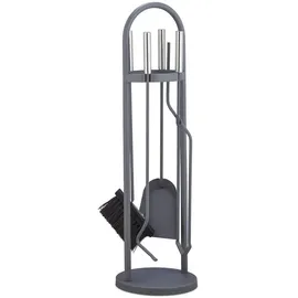 Relaxdays Kaminbesteck 5-tlg. 68,5 x 20 x 20 cm grau