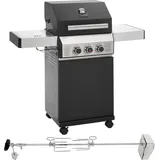 TAINO BLACK 2+1 + Drehspieß-Set Gasgrill mit Seitenbrenner Gasgrill 2 Brenner Matt Schwarz