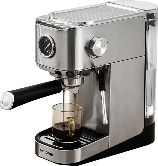 ochama halbautomatische Espressomaschine, Ganzmetallgehäuse, 20 Bar Hochdruck-Extraktion, italienische Espressomaschine, kompakte Kaffeemaschine für zu Hause