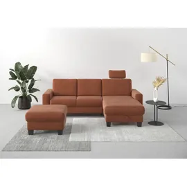 Home Affaire Ecksofa HOME AFFAIRE "Summer L-Form", rosa (kupfer), B:249cm H:91cm T:164cm, 95% Polyester, 5% Polyamid, Sofas, Ecksofa, mit Recamiere, mit oder ohne Bettfunktion und Bettkasten, Cord-Bezug