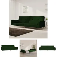 The Living Store - Schlafsofa 2-Sitzer mit 2 Kissen Dunkelgrün Samt - Sofas - Grün