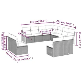 vidaXL Gartensofa-Set 11-tlg. schwarz