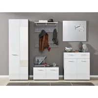 Trendteam Garderobe 6-teilige Kombination Line Sardegna Rauchsilber Melamin/Weiß Hochglanz