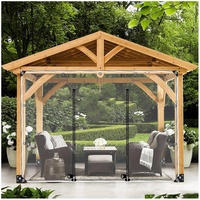 wasserdichte Planen Seitenwände, 0,5mm Durchsichtige Planenvorhänge Für Außen, Pergola Pavillon Carport Transparente PVC Planen Seitenwände, Mit Reißverschluss,WxH-1.9x1.5m/6.2 * 4.9ft