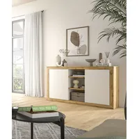 INOSIGN Sideboard »Trinity, Breite 130 cm, 2-türig, 3 offene Fächer, grifflose Fronten«, Anrichte, Kommode, Schrank, Stauraumschrank, braun