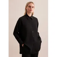 Seidensticker Hemdbluse SEIDENSTICKER "Schwarze Rose", Damen, Gr. XL42, schwarz, 100% Polyester, unifarben, oversize, ohne Ausschnitt, Blusen Hemdbluse, 1/1 Kragen Uni