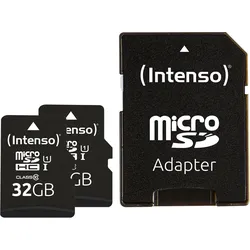 Intenso Doppelpack microSDHC 32GB UHS-I Premium inkl. SD-Adapter - High Capacity