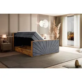 altdecor Boxspringbett mit Matratze Topper, Polsterbett mit Bettkasten, LOLLI6-Z KING - Dunkelgrau