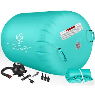 Kesser KESSER® Aufblasbare Air Roll Airtrack, Gymnastik-Rolle inkl. Tragetasche | elektr. Luftpumpe Barrel Gymnastik Tumbling Yoga Gymnastik Rolle Gymnastikmatte, Fitnessrolle